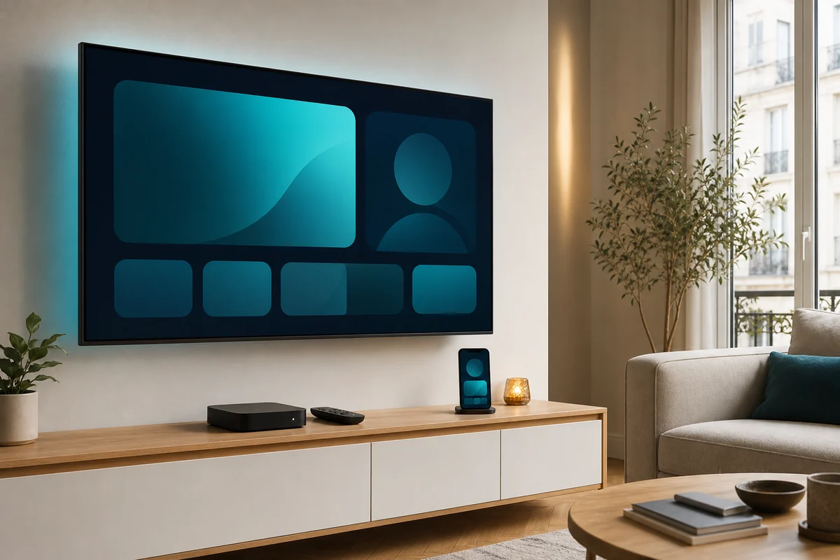 Installation d'une télévision connectée dans un salon